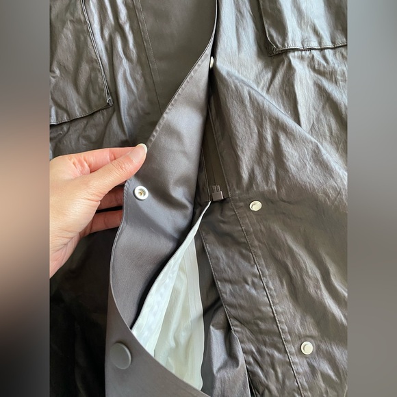 Zara Long Brown Burgundy Light Jacket High collar Drawstring Hood size XS-S NWT - Picture 14 of 16